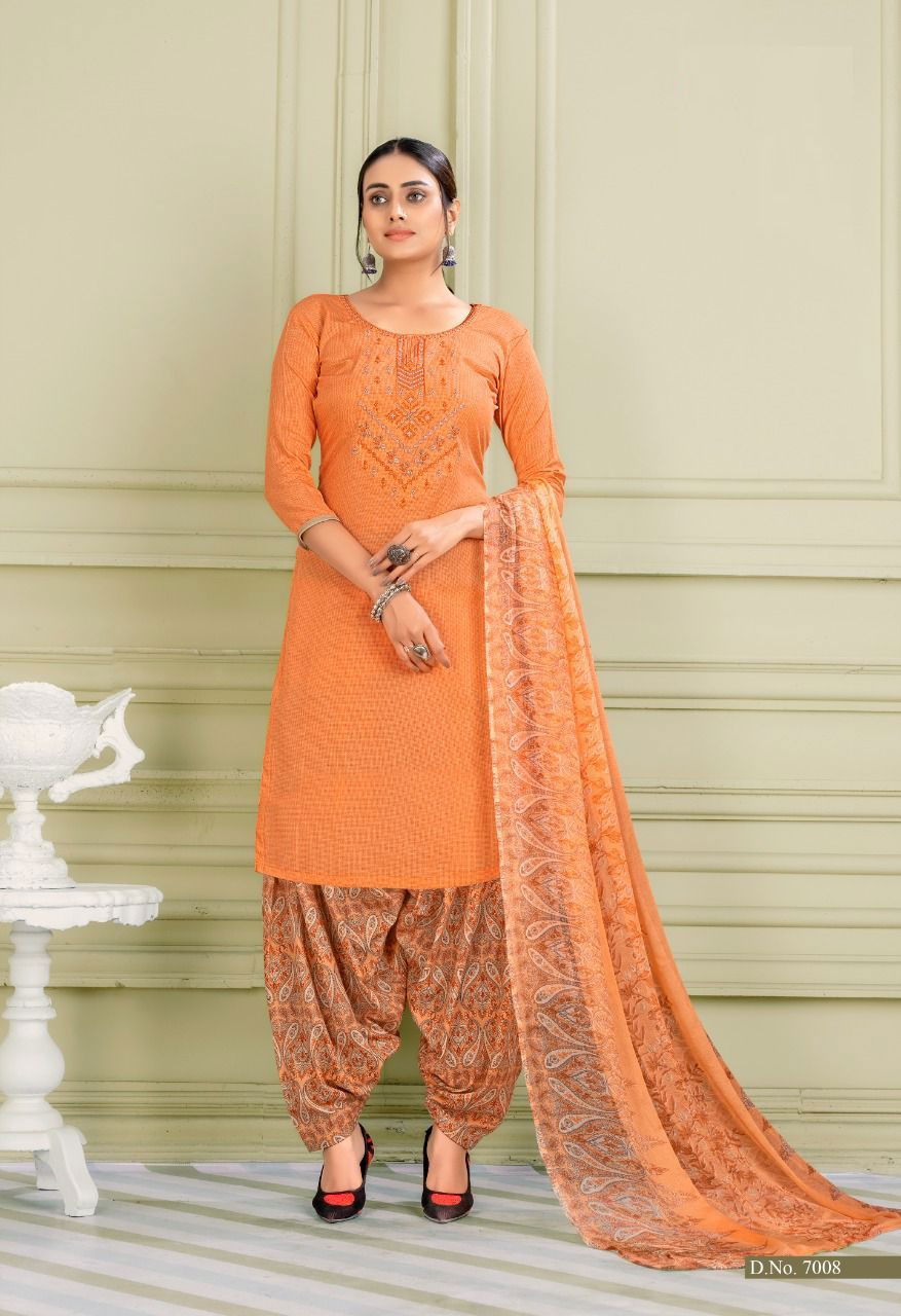 Priyaa 7 Premium Cotton Printed Regular Wear Patiala Dress Material Collection